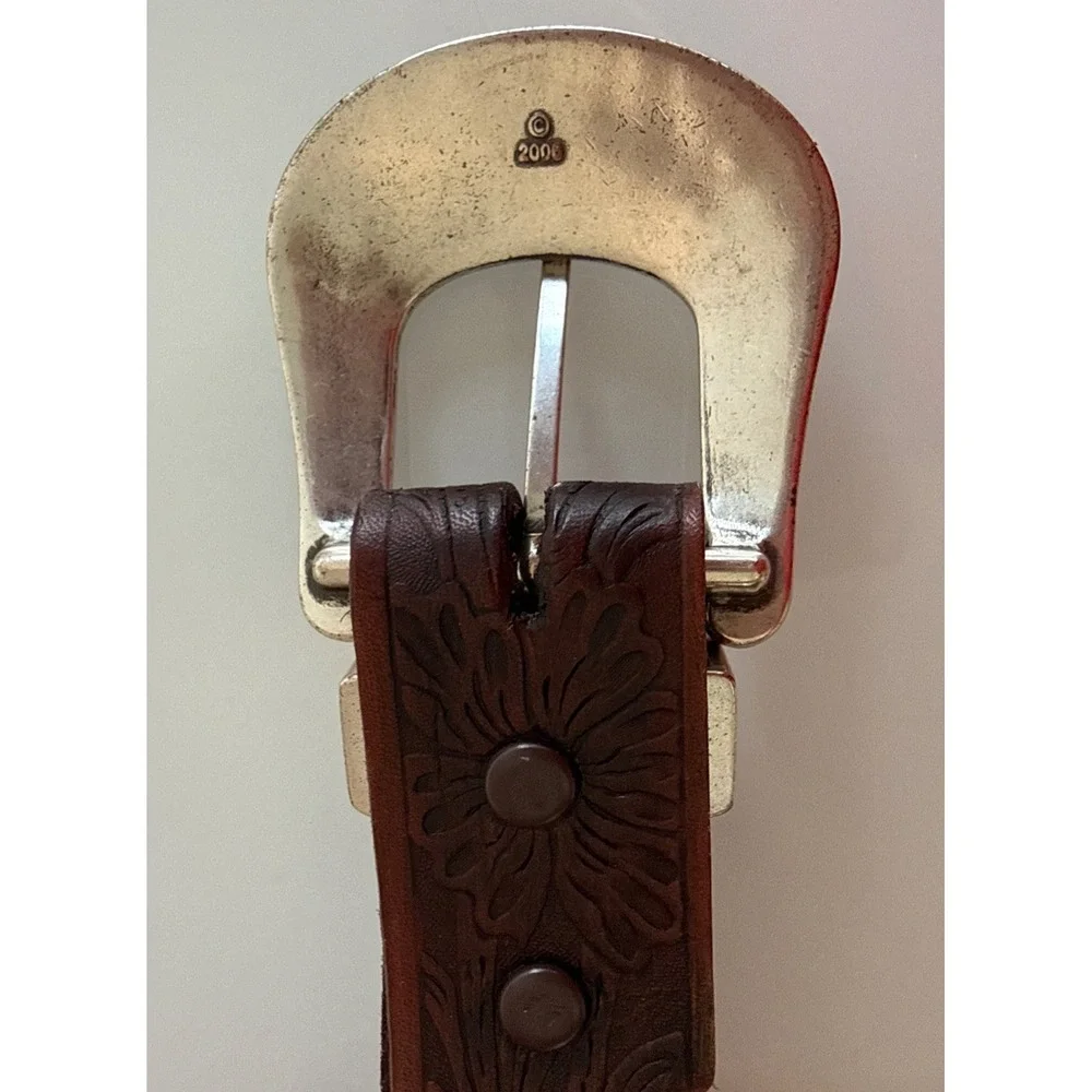 Beautiful Mens Western Embossed Leather Belt Size 40 Marked 2006 By IVAN